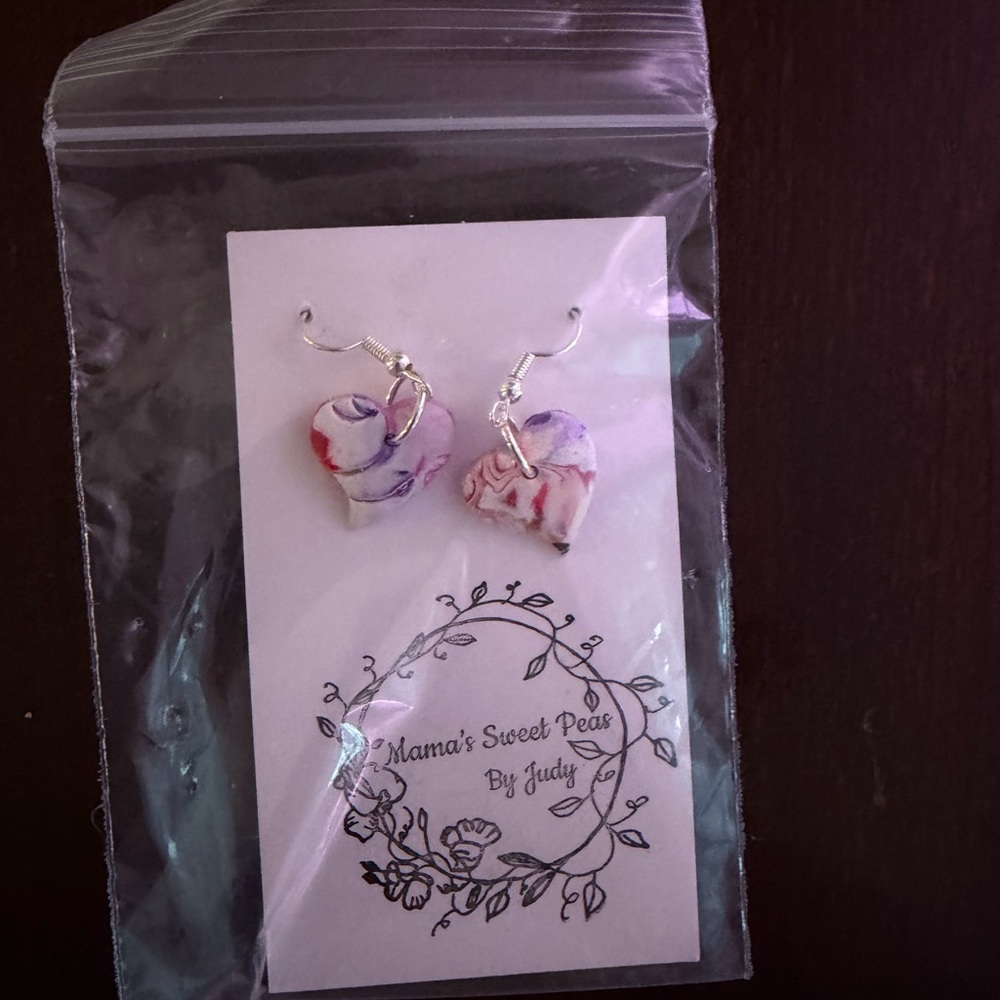 Heart Earrings - Purple and Red